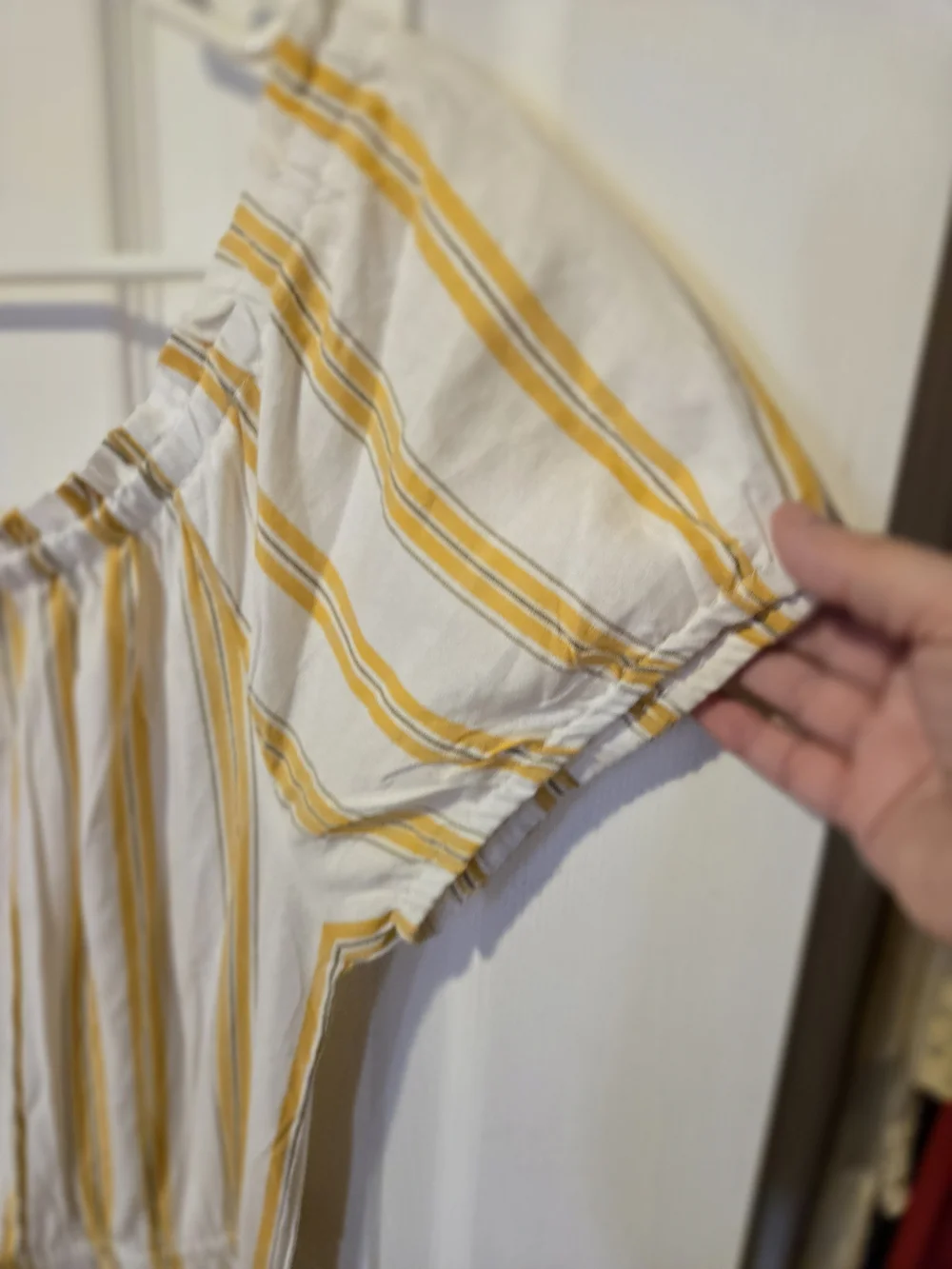 Streetwear Society White and Yellow Striped High-Low Button Dress-xl - Picture 10 of 11